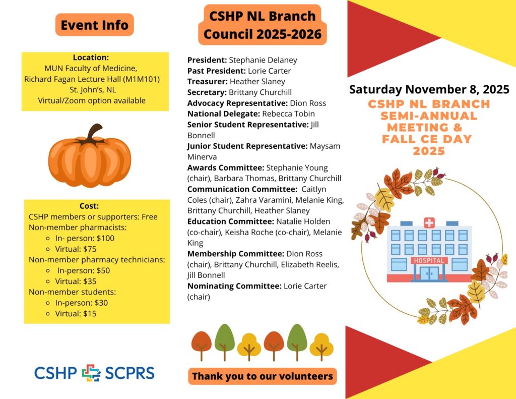 CSHP NL Branch Fall CE Day Program - Newfoundland and Labrador Branch